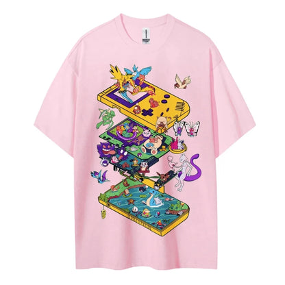 Pokemon T-shirt Men's Pure Cotton Casual  Round Neck T-shirt Short Sleeve Clothing Summer Sports Casual Short Sleeve Top