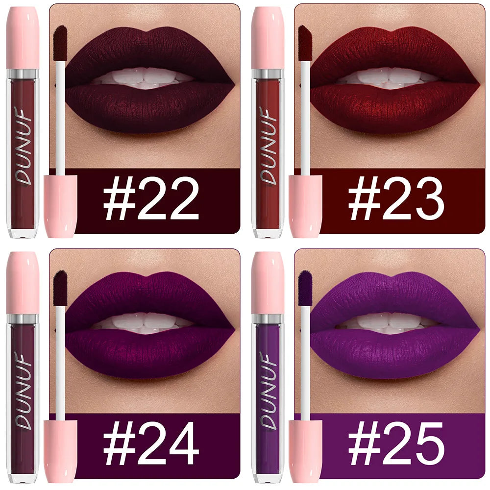 25 Color Velvet Matte Lipstick Liquid Waterproof Sexy Red Matte Lip Glaze Non-Stick Halloween Makeup Not Easy To Fade Lip Gloss