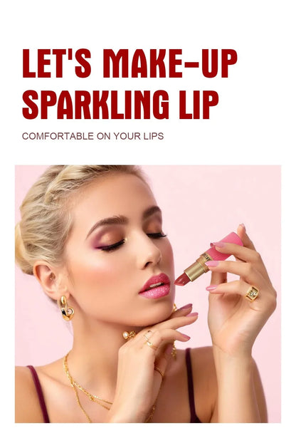 Diamond Glitter Lipstick Moisturizing Lasting Pink Sparkling Waterproof Lip Gloss Metallic Sexy Lipstick Lip Tint Lips Makeup