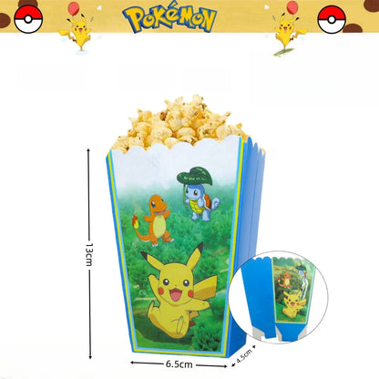 Pokemon Popcorn Box Birthday Decor Pikachu Gift Box Poke Ball Cookies Chocolate Candy Box Baby Shower Kids Gifts Party Supplies