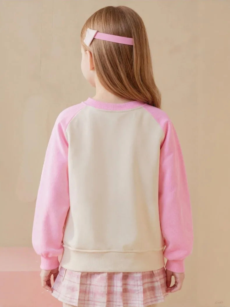 Baby Girls Casual Sweatshirts Spring Autumn New Style Children Fashion O Neck Spliced Long Sleeved Hoodies Kids Pullover Tops