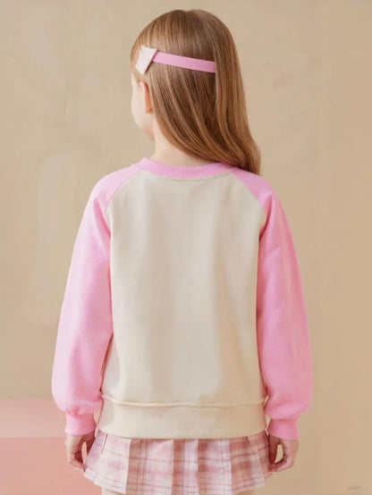 Baby Girls Casual Sweatshirts Spring Autumn New Style Children Fashion O Neck Spliced Long Sleeved Hoodies Kids Pullover Tops