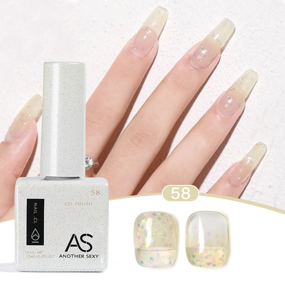 AS 1pc 15ml Bright Yellow Gel Nail Polish Starter Pure Soak Off No Wipe Nail Gel Polish Varnish Suitable For All Seasons