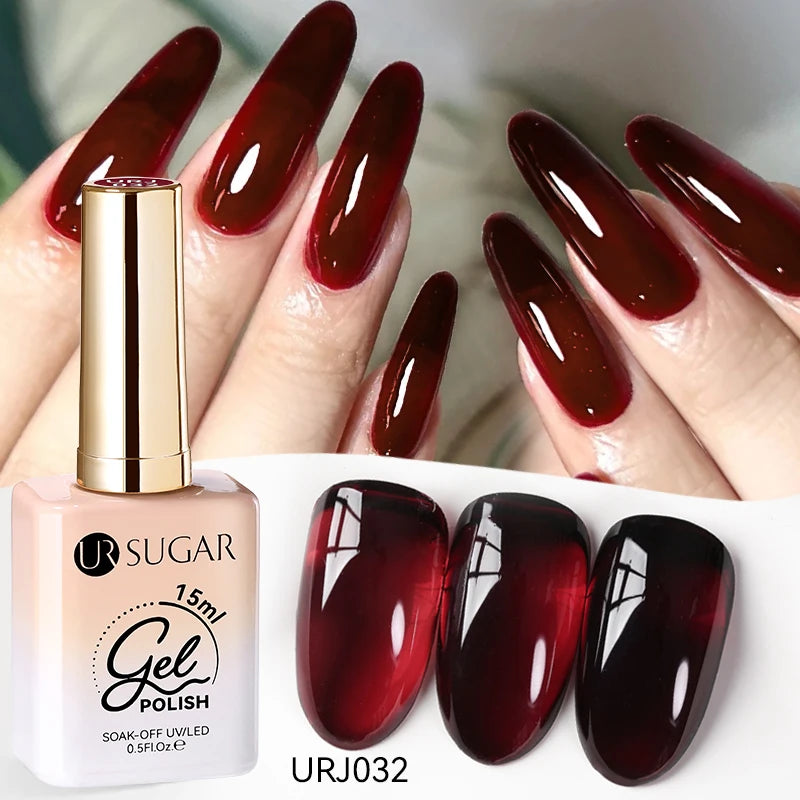 UR SUGAR 15ml Jelly Milky White Translucent Color Gel Polish Semi Permanent UV Gel Nail Art Soak Off Gel Varnish Latest Fashion