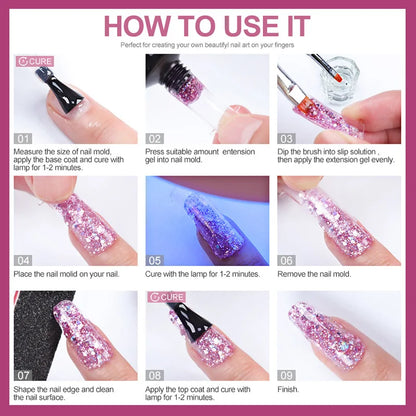 LIMEGIRL Set Poly Nail Gel for Extension Gel Set Manicure Acryl Gel Varnish Set 15ML Acrylic Liquid Nail Art Nail Kit UV Gel Kit