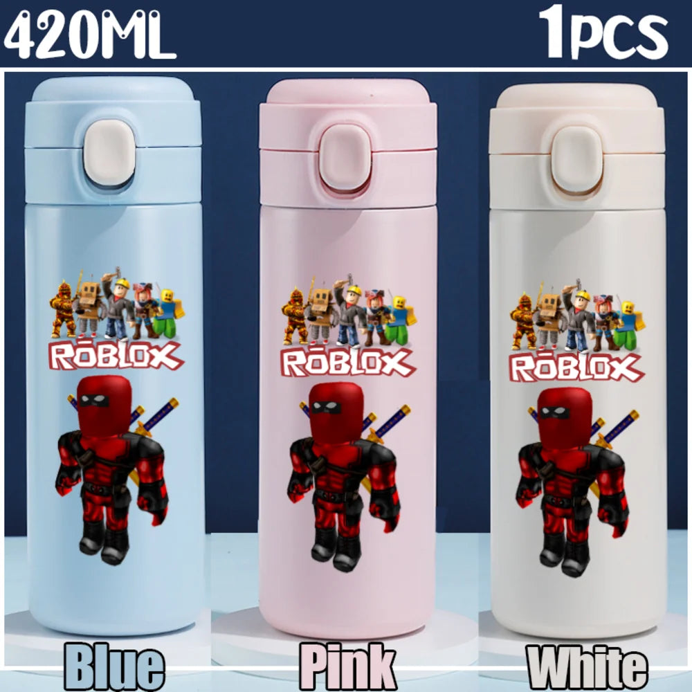 Roblox Anime Water Bottle DynaBlocks 304 Stainless Steel Thermos Cup 420ML Gourde Game Straight Drinking Cup Holiday Gifts