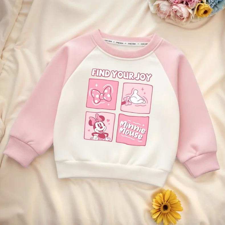 Cartoon Printed Girls Casual Sweatshirts Spring and Autumn Kids O Neck Hoodies Spliced Long Sleeve Children's Sport Pullover New