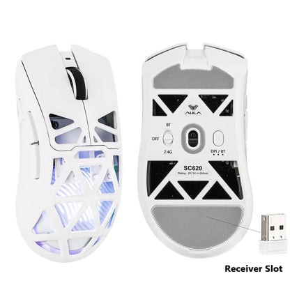 AULA SC620 Gaming Mouse Wired/Bluetooth/2.4G Light Weight Mouse Gamer PAW3311 Adjustable 12,000 DPI Life PC Gaming Accessories