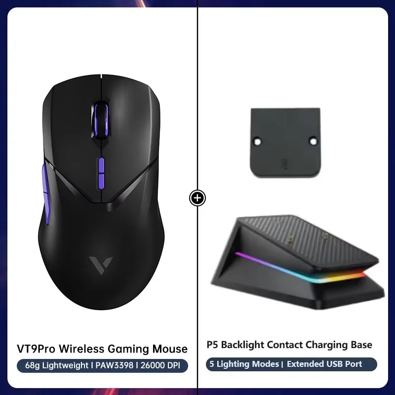 Rapoo VT9PRO 4K Wireless Gaming Mouse Superlight 26000DPI 4KHz Polling Rate 0.25ms Response Time 180H BatteryLife PAW3398