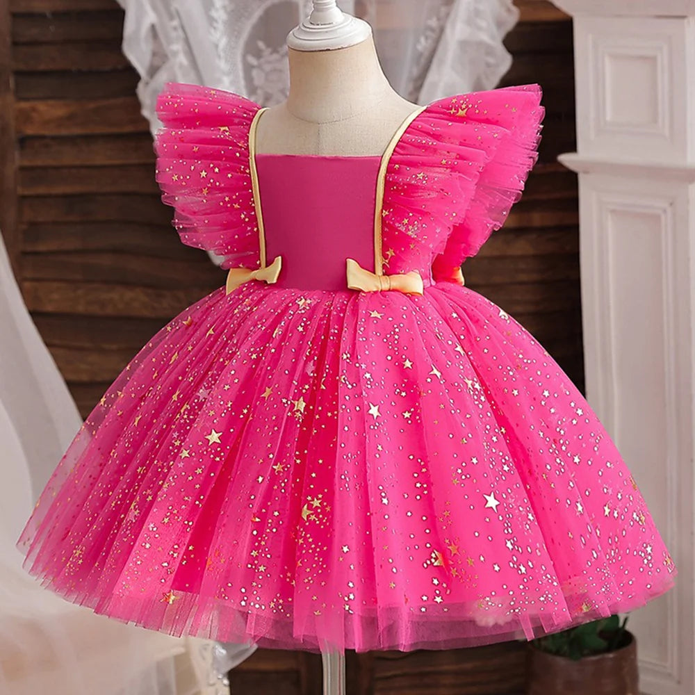 K-Pop Hunters Zoey Rumi Girl Fall Party Dress Birthday Holiday High Waist Tulle Dress Bow Wedding Gown Kids Wear Princess Dress
