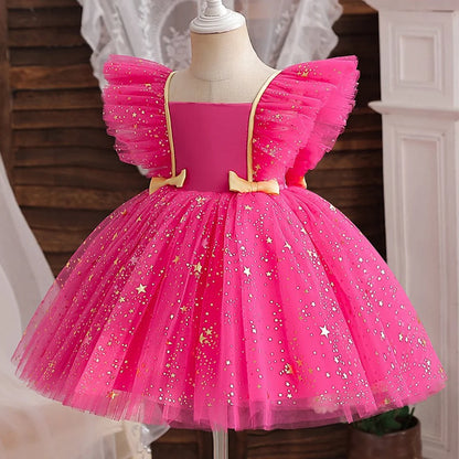 K-Pop Hunters Zoey Rumi Girl Fall Party Dress Birthday Holiday High Waist Tulle Dress Bow Wedding Gown Kids Wear Princess Dress