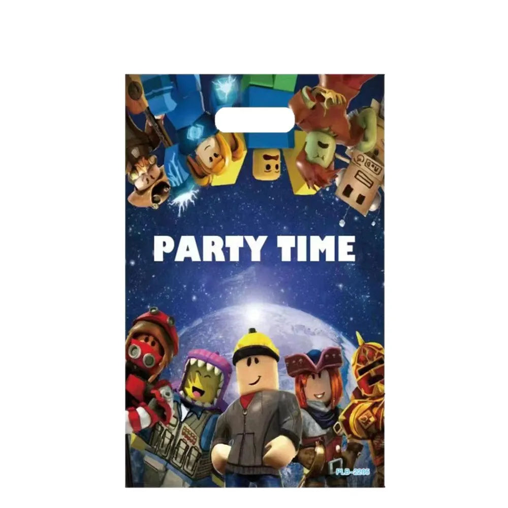Hot Roblox Disposable Tableware Tableware Set Tablecloth Napkins Candy Box Gift Bag Kids Birthday Party Supplies Gifts