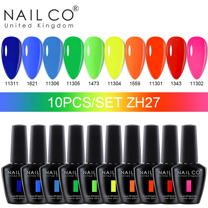 NAILCO 15ml Gel Nail Polish Set 30pcs/Lot Gel Polish Nail Soak Off UV LED Semi-Permanent Varnishes Nail Art Salon Free Shipping
