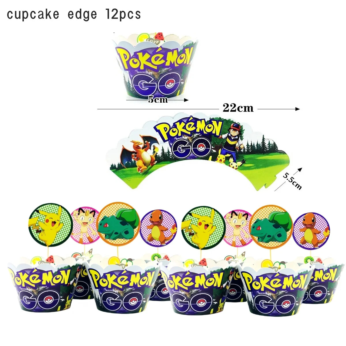 Pokemon Happy Birthday Acrylic Cake Topper Party Decoration Pikachu Cake Decor Flag Baby Shower Baking DIY Supplies Kids Favors