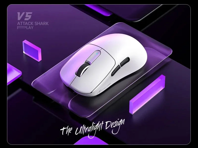 ATTACK SHARK V5 Wireless Gaming Mouse 3-Mode Ultra-Lightweight PAW3950MAX 8KHz Polling Rate For PC Gamer Accessories Gift