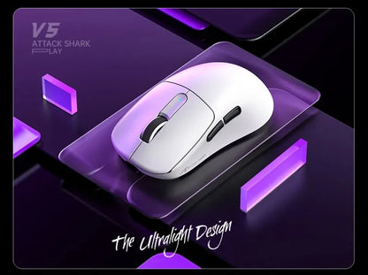ATTACK SHARK V5 Wireless Gaming Mouse 3-Mode Ultra-Lightweight PAW3950MAX 8KHz Polling Rate For PC Gamer Accessories Gift