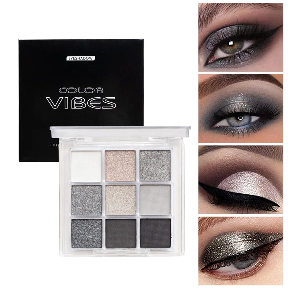 9-Grid Multi-color Eyeshadow Palette Glitter Pearlescent Matte Eye Shadow Shimmer Long Lasting Women Eye Makeup palette Cosmetic