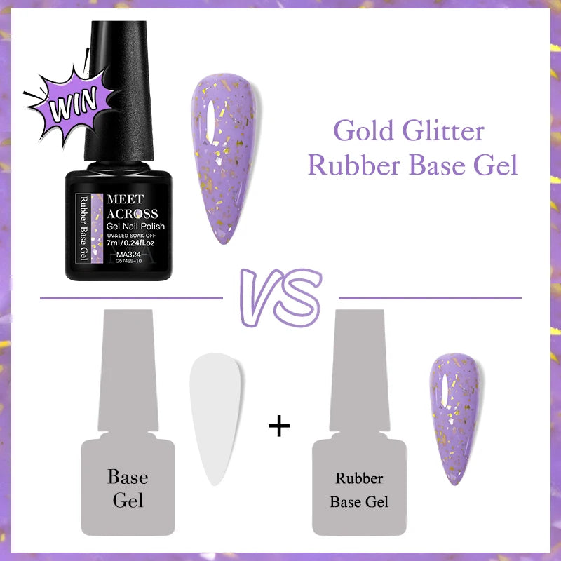 7ml Milk White Rubber Base Gel Silver Gold Pink Foils Glitter Base Coat Semi-Permanent Nail Art Gel Varnish For Nails Manicure