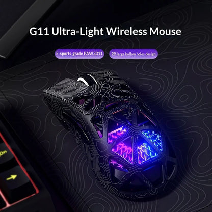 Furycube G11 1K Wireless Mouse Game Bluetooth The Third Mock Examination Paw3311 Lightweight Hollow Out Design Rgb Mouse Gift