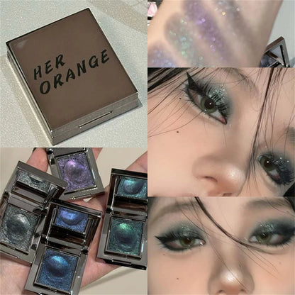 Metallic Glitter Eyeshadow Cream Sparkling Mousse Shimmer Highlighter Pressed Pigments Punk Purple Pearlescent Eyeshadow Palette