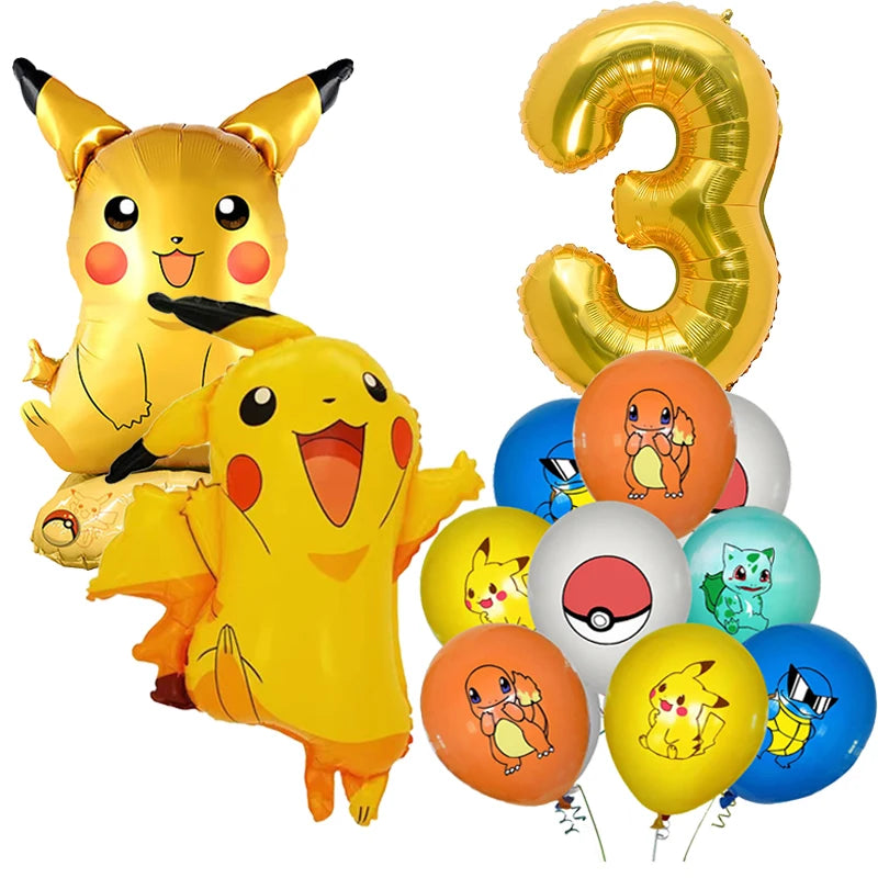 New pokemon birthday party pikachu decoration Balloon Disposable Tableware Tablecloth Straws Cup Plates Baby Shower Supplies Toy