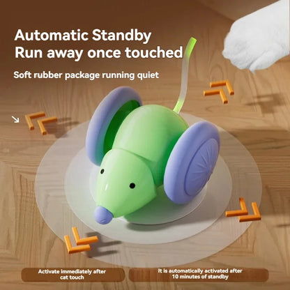 Interactive Cat Toys Colorful LED Electric Mouse Automatic Teaser Kitten Toy Intelligent Obstacle Avoidance Pet Toy USB Charging