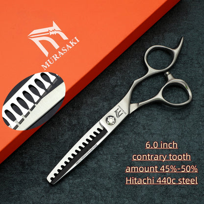 MURASAKI 6.0 inchhair thinning scissors，Professional Barber Accessories，Made by Hitachi 440C Steel，High-end Hair Cutting Tools