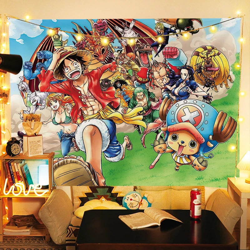 One Piece Luffy Anime Wall Tapestry – Room Decor 🏴‍☠️🖼️