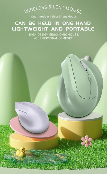 Ergonomic Bluetooth5.0&2.4G Wireless Vertical Mouse with Silent Button,Rechargeable 1600DPI Optical Mice for PC/Laptop/Desktop