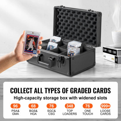 SucceBuy Graded Card Storage Box 4 Slots or 5Slots with Key Lock or Coded Lock Foam Dividers for 96/108/120/162 PSA Graded Cards