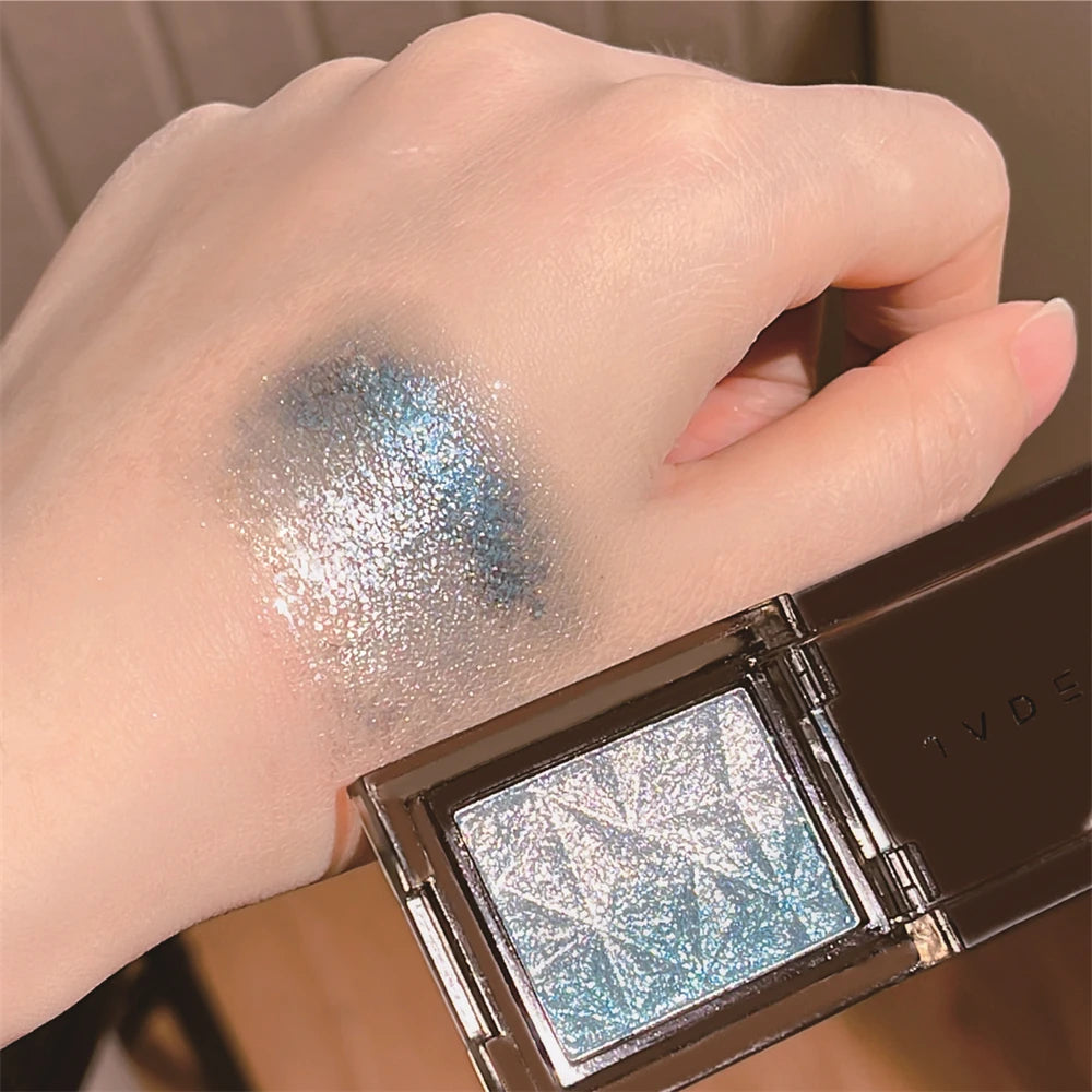 Chameleon Gradient Eyeshadow Palette Glitter Smokey Silver Blue Highlighter Metallic Pearlescent Eyes Makeup Lasting Brightening