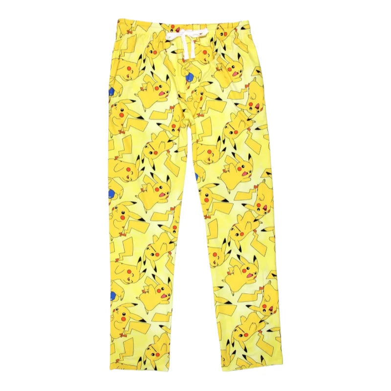 Bandai Pocket Monster Pikachu Full Over Print Adult Kids Wide-leg Pajama Pants Matching Family Outfits Summer Quick-dry Comfy