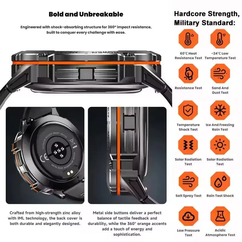 TANK X3 Smartwatch – GPS, BT Call, Compass & 5ATM Waterproof