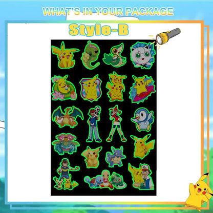 8pcs Luminous Pokemon Pikachu Cute Tattoo Stickers Arm Face Glowing Body Art Children Temporary Tattoo Kids Gift Party Supplies