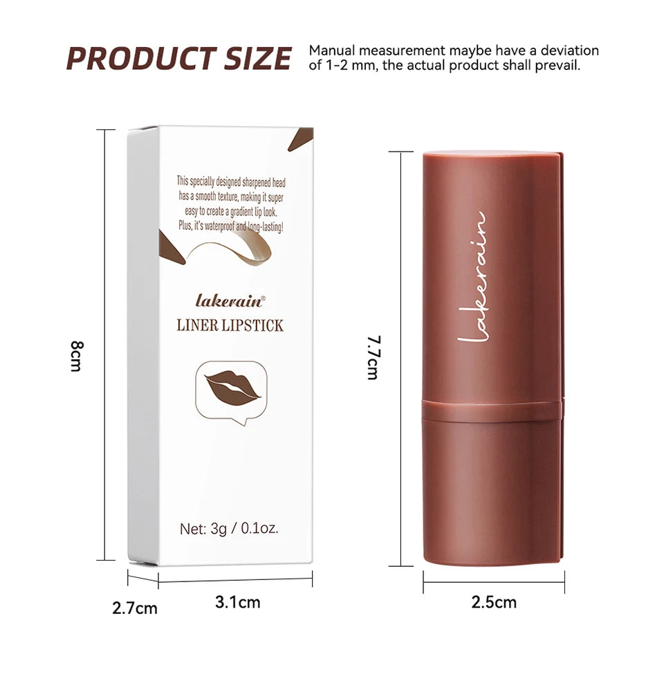 Lakerain Lip Liner Matte Black Brown Velvet Lipstick Waterproof Non Sticky Contouring Tint Lipliner Crayon Lip Makeup