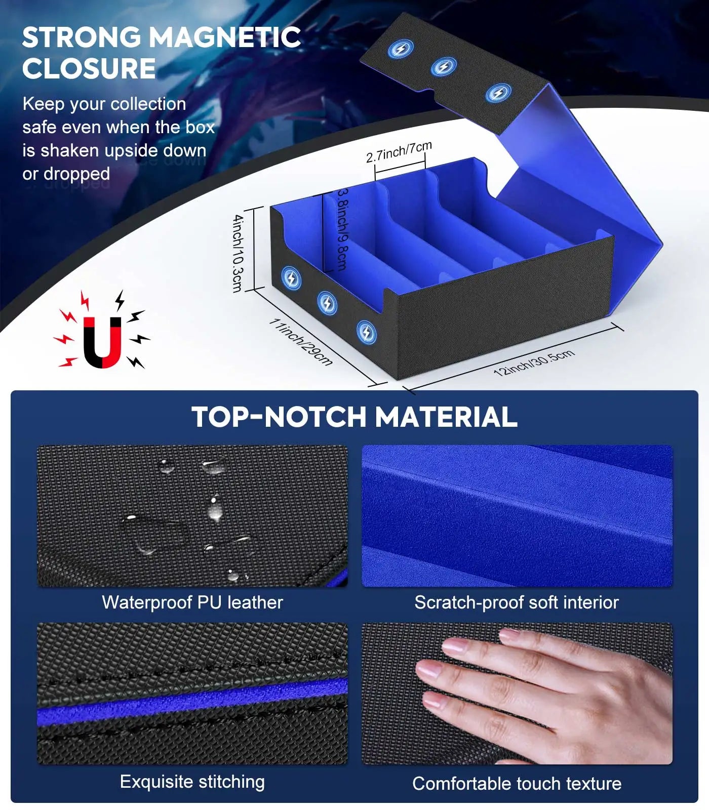 MoKo Trading Card Storage Box 3800+ MTG Deck Box with 24 Colorful Dividers & 5 Card Supporters 5 Row Commander Card Deck Box
