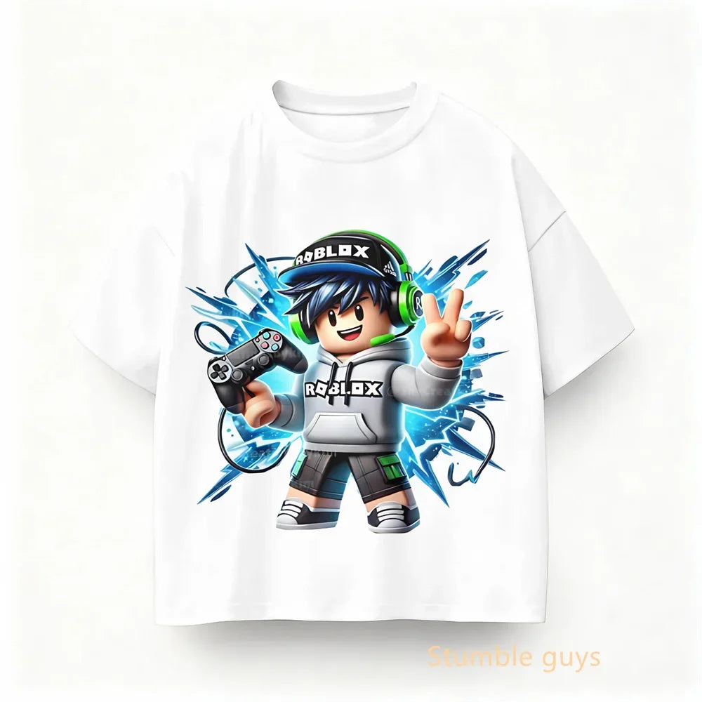 Roblox Children Summer Gamer T-shirt Boys Clothes Girls Anime Short Sleeve