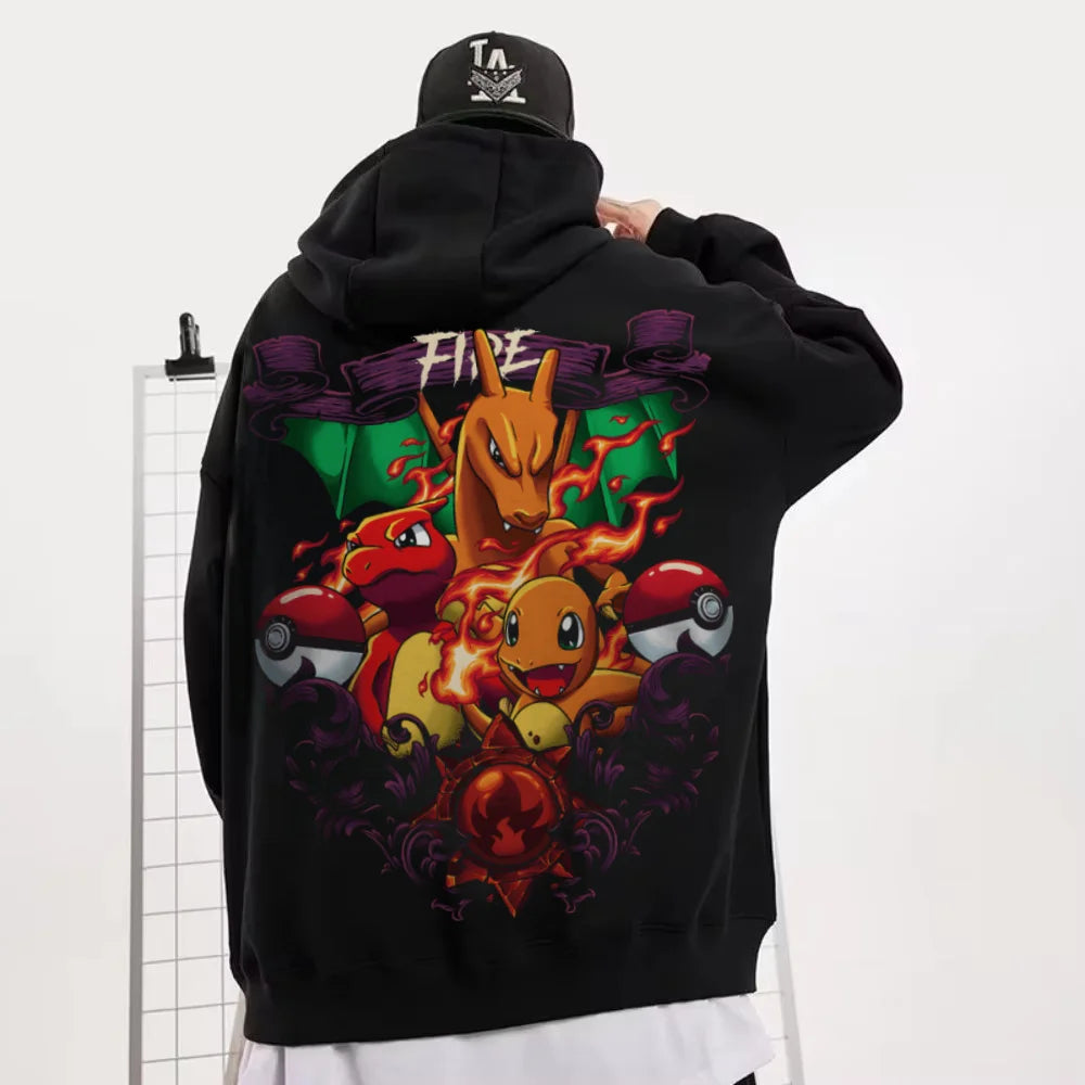 2025 Pikachu Ash 1995 Printed Oversized 4xl Pok É Mon Men's and Women's Autumn and Winter Fleece Y2K Halloween Hooded Sweatshirt