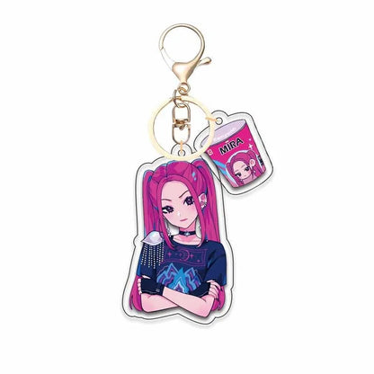 8pcs Girls Group Anime Fans Backpack for School & Outdoor, Double-Sided Spray Acrylic Keychain Lovely Gift for Frien