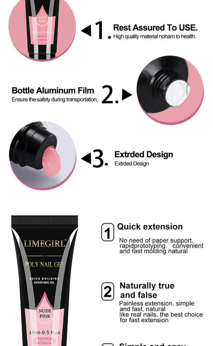 LIMEGIRL 8ml Gel Nail Polish Kit with UV Nail Lamp Electric Nail Drill UV Soaking Gel Base and Top Coat Gel Polish Nail Tool Kit