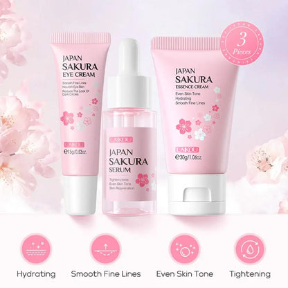 LAIKOU Japan Sakura Skin Care Set: 5-Piece Hydrating & Brightening Kit