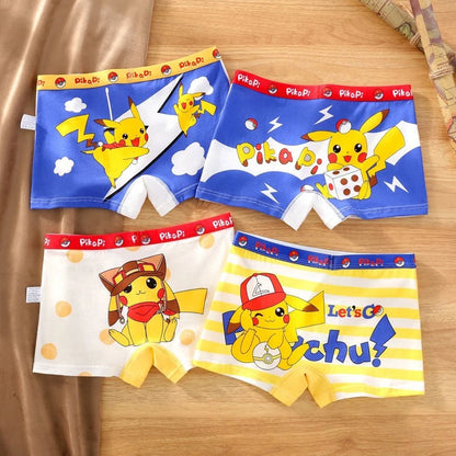 4pcs Pokemon Boys Boxer Underpants Cotton Anime U Pouch Bulge Underwear Cartoon Shorts Kids Cute Breathable Boxer Pants 2-12Y