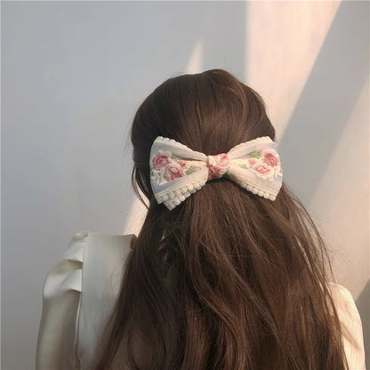 Embroidered Lace Hair Bow.