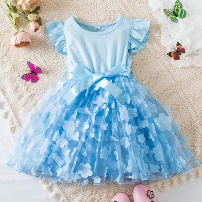 Girls' K-Pop Demon Hunters "Pink Blossom" Dress: 3D Flower Tutu & Idol Graphic Gown