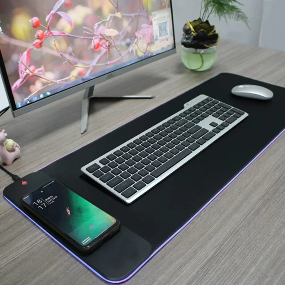Ultimate RGB 3-in-1 Wireless Charging Desk Mat: XXL Extended Mousepad