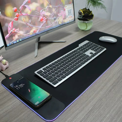 Ultimate RGB 3-in-1 Wireless Charging Desk Mat: XXL Extended Mousepad