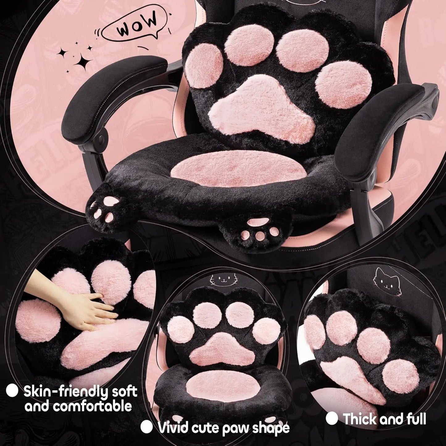 Pink Cat Ear Gaming Chair with Footrest 🎮🐱