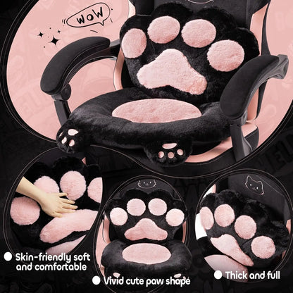 Pink Cat Ear Gaming Chair with Footrest 🎮🐱