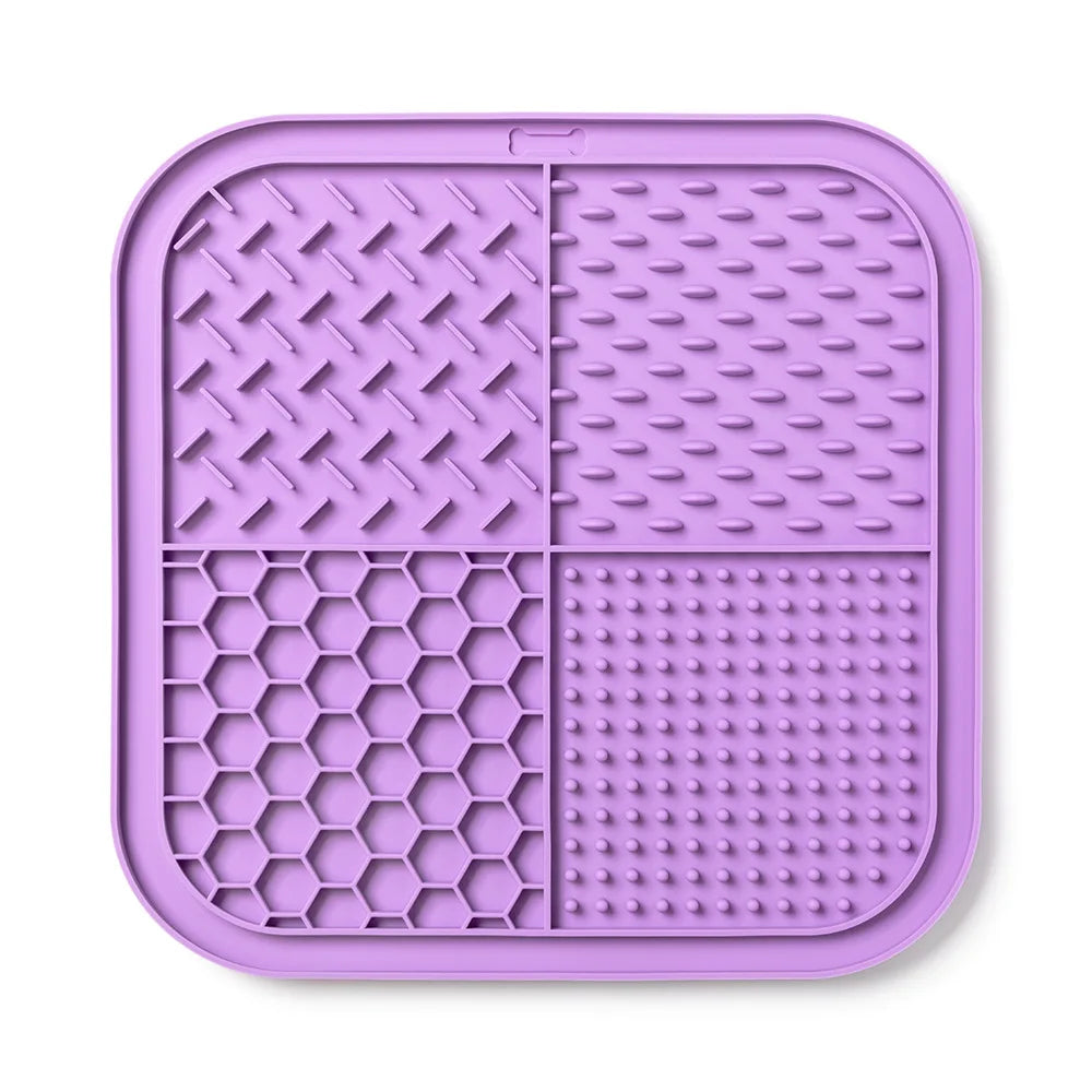 BPA-Free Silicone Pet Lick Mat: 4-Texture Slow Feeder with Powerful Suction Cups