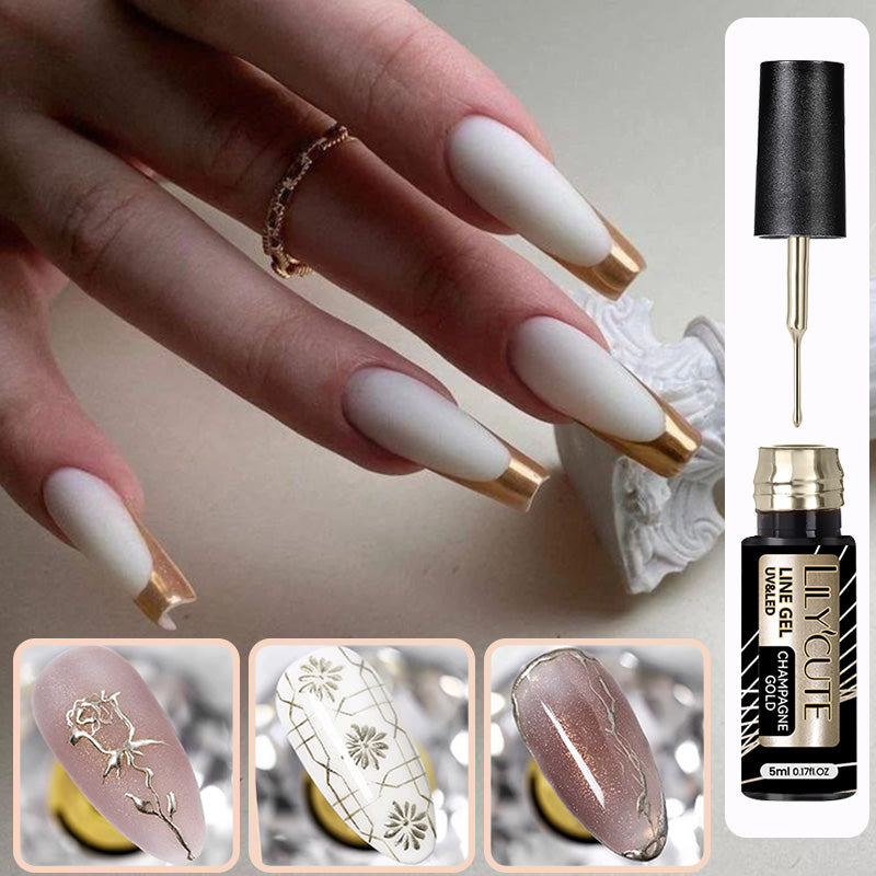 LILYCUTE 5ml Super Bright Silver Metallic Painting Liner Gel Nail Polish Drawing Stripe Graffiti Mirror Pull Line UV Gel Varnish